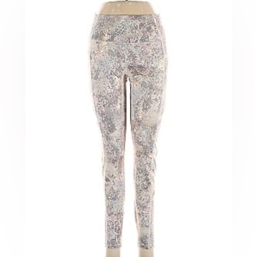 Apana Norstrom Metallic Holiday Lace Print Pocket Leggings L Like New